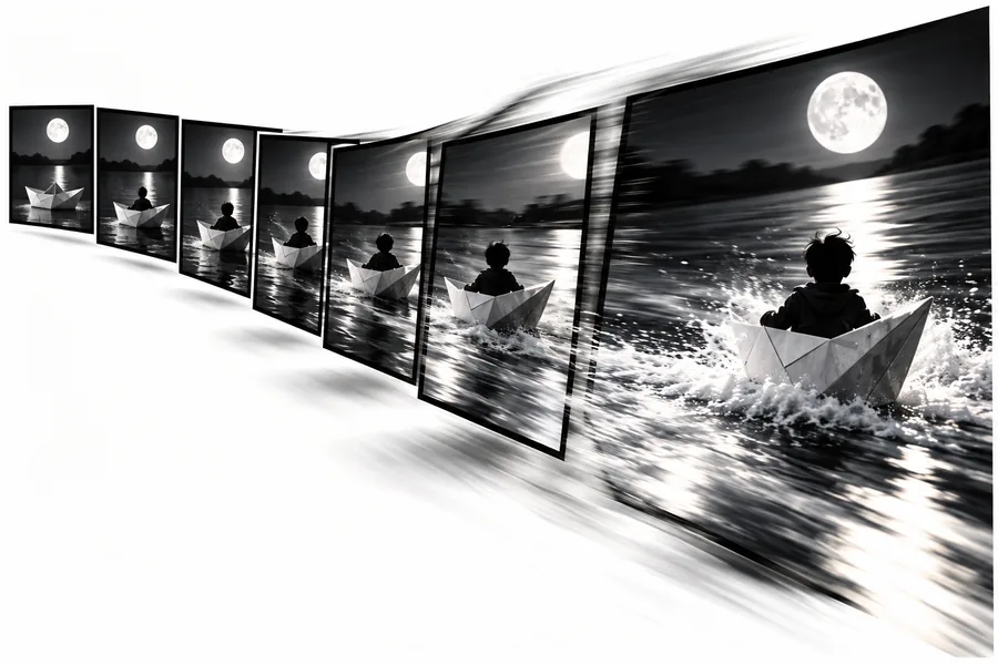 Surreal generated landscape illustrating a video concept